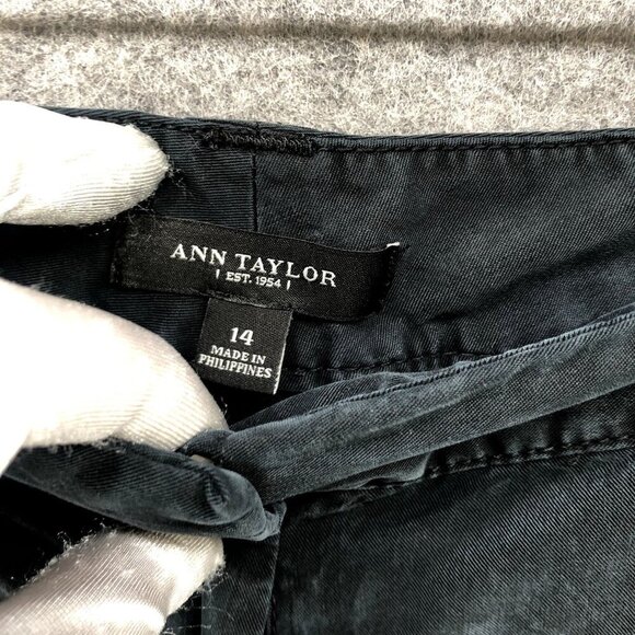 Ann Taylor Black Lyocell Pants Womens Size 14 Roll Cuff Cropped Relaxed - Picture 5 of 9